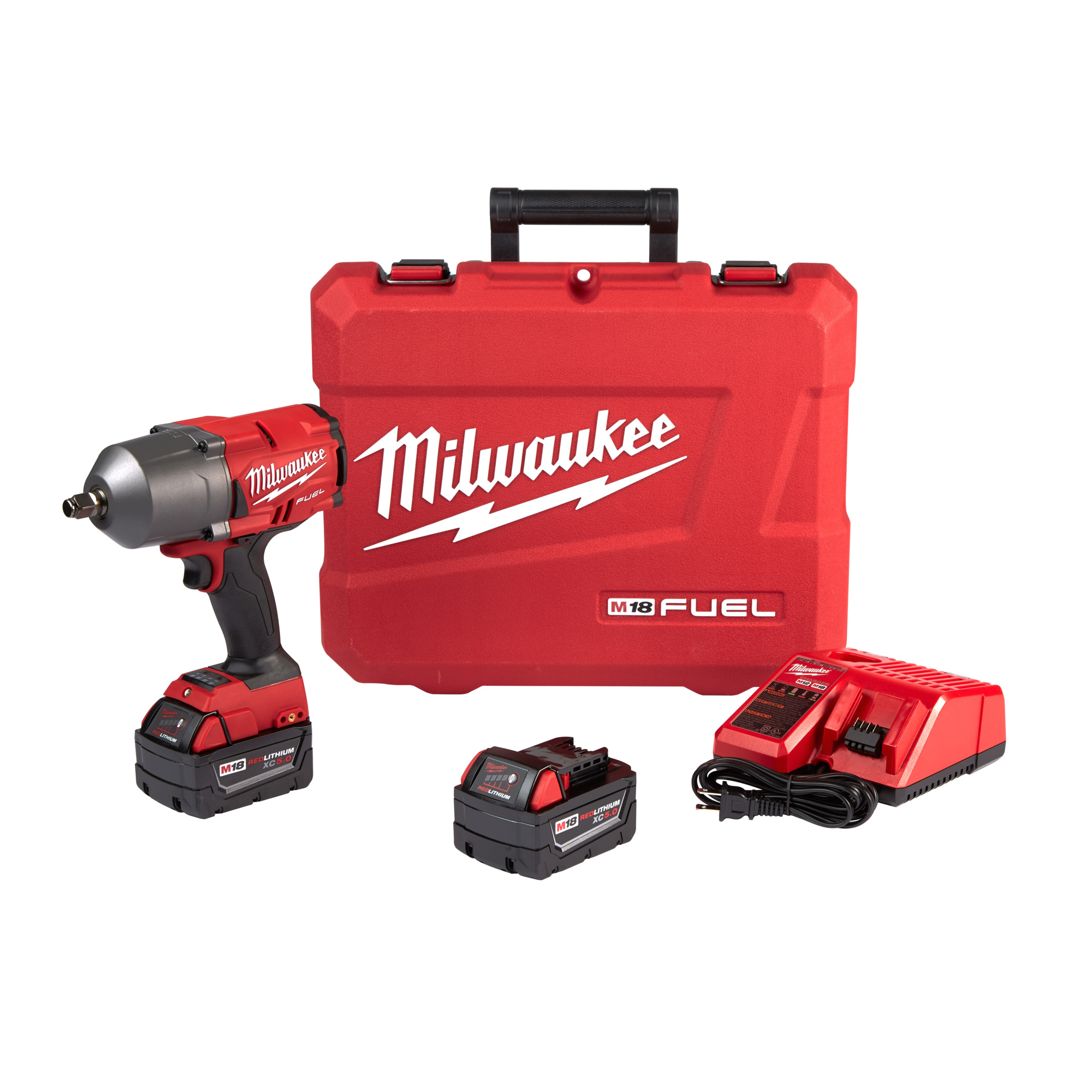 Milwaukee M18 FUEL Cordless High-Torque Impact Wrench Kit with Friction Ring, 1/2in. Drive, 1400 Ft./Lbs. Torque, 2 Batteries, Model# 2767-22